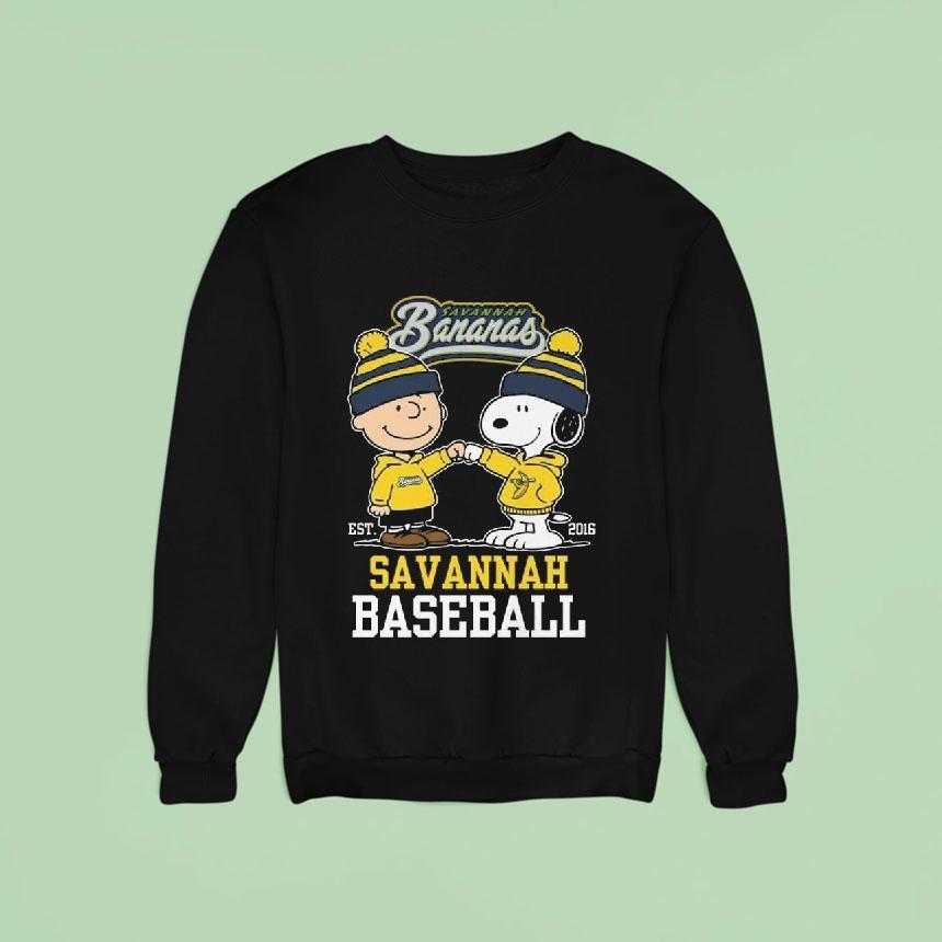 Charlie Brown And Snoopy Savannah Bananas Baseball Sweatshirt Charlie Brown And Snoopy Savannah Bananas Baseball Sweatshirt