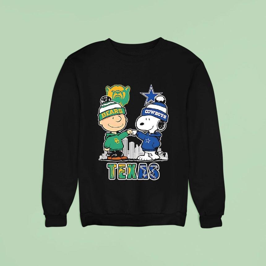 Charlie Brown And Snoopy X Baylor Bears And Dallas Cowboys Sweatshirt Charlie Brown And Snoopy X Baylor Bears And Dallas Cowboys Sweatshirt