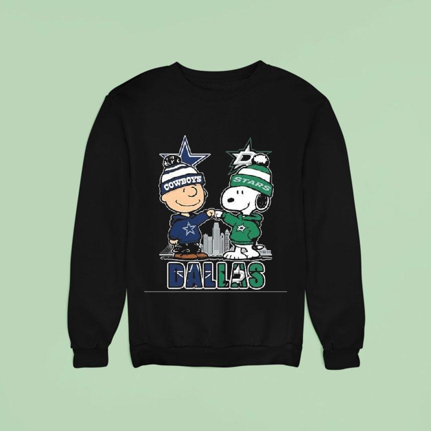 Charlie Brown Dallas Cowboys And Snoopy Dallas Stars Skyline Sweatshirt Charlie Brown Dallas Cowboys And Snoopy Dallas Stars Skyline Sweatshirt