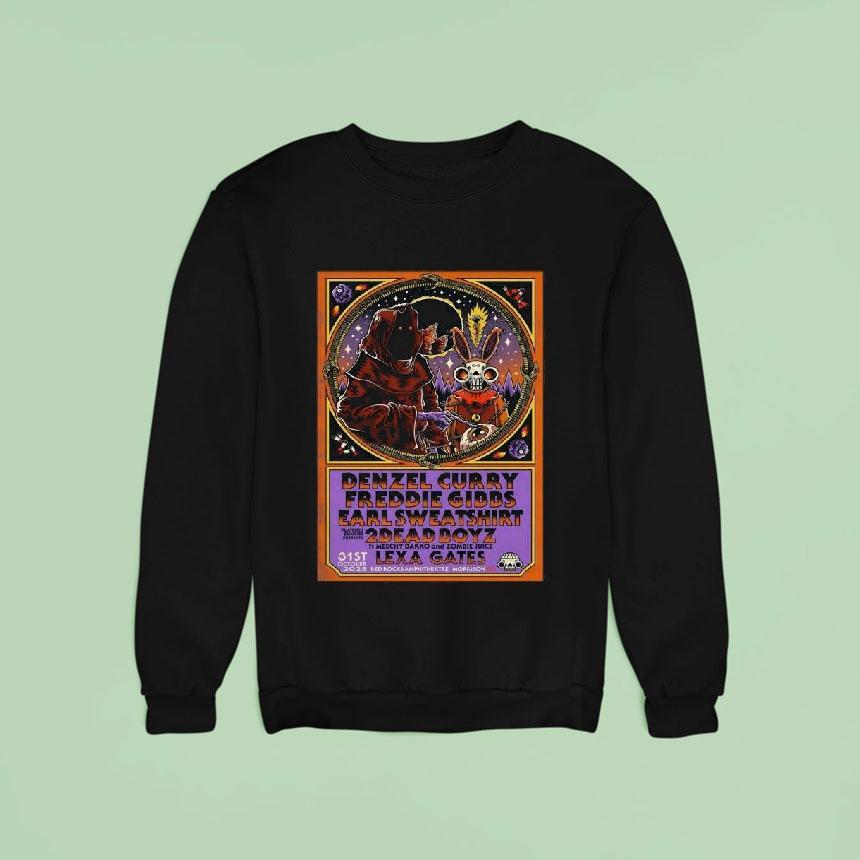 Denzel Curry And Freddie Gibbs With Earl October Red Rocks Amphitheatre In Morrison Co Sweatshirt Denzel Curry And Freddie Gibbs With Earl October Red Rocks Amphitheatre In Morrison Co Sweatshirt