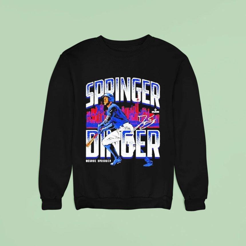 George Springer Toronto Blue Jays Springer Dinger Skyline Sweatshirt George Springer Toronto Blue Jays Springer Dinger Skyline Sweatshirt