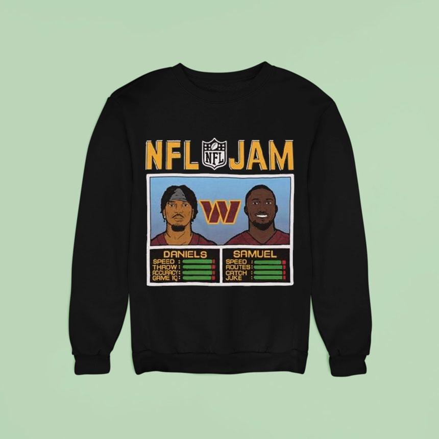 Jayden Daniels And Deebo Samuel Sr Nfl Jam Washington Commanders Sweatshirt Jayden Daniels And Deebo Samuel Sr Nfl Jam Washington Commanders Sweatshirt