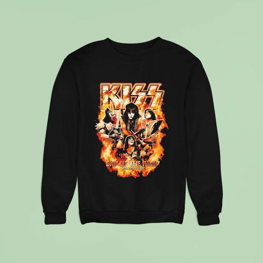 Kiss End Of The Road World Tour Up In Flames Sweatshirt Kiss End Of The Road World Tour Up In Flames Sweatshirt