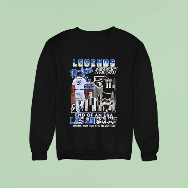 Legends Of The Clayton Kershaw La Dodgers Ane Kopitar La Kings End Of An Era Sweatshirt