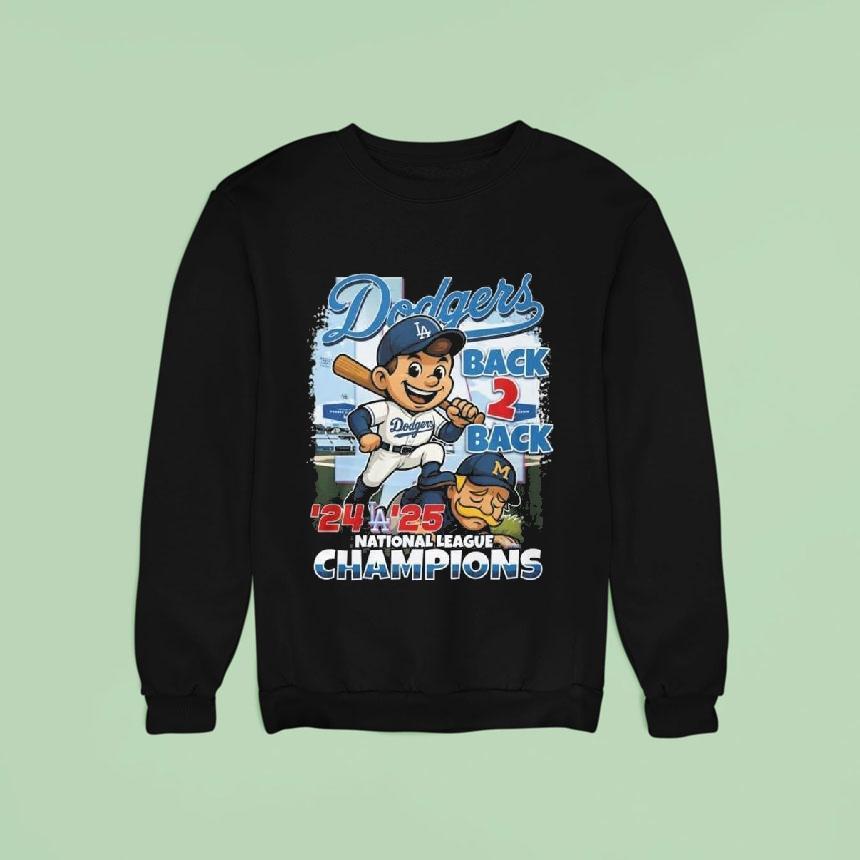 Los Angeles Dodgers National League Champions Back Back Mascot Sweatshirt Los Angeles Dodgers National League Champions Back Back Mascot Sweatshirt