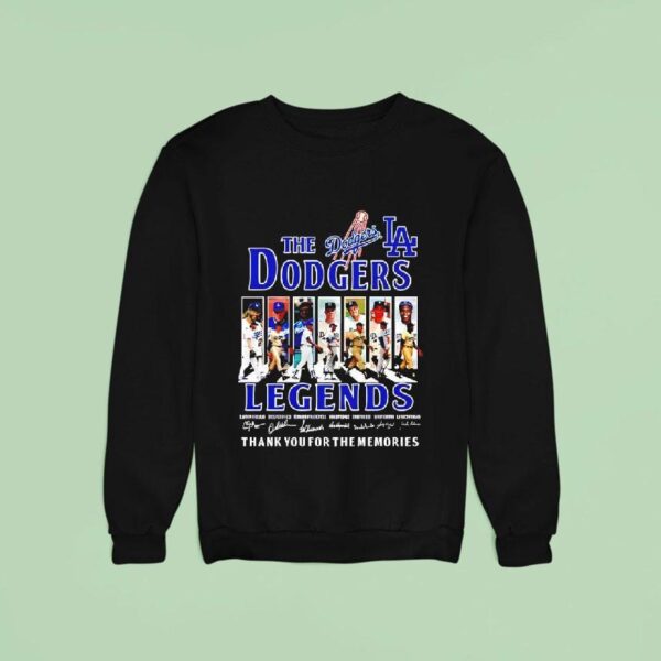 Los Angeles Dodgers Baseball Team Legends Thanks You For The Memories Cover Abbey Road Signatures Sweatshirt