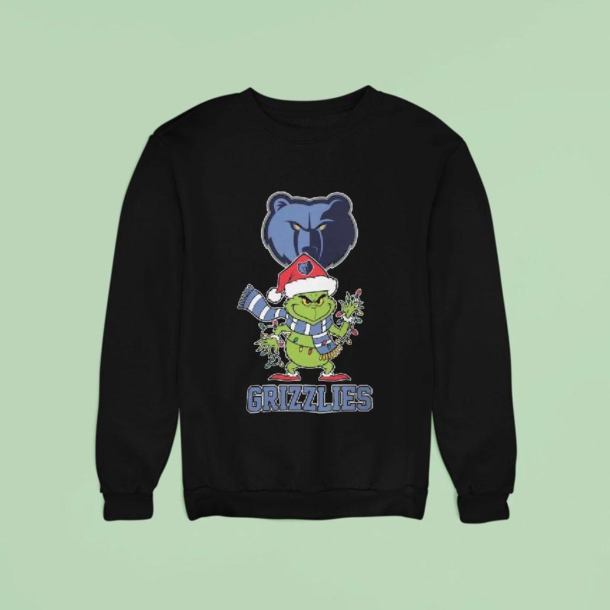 Memphis Grizzlies X Grinch Santa Lights Christmas Sweatshirt Memphis Grizzlies X Grinch Santa Lights Christmas Sweatshirt
