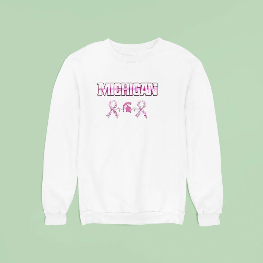 Michigan State Spartans Breast Cancer Awareness Month Logo Sweatshirt Michigan State Spartans Breast Cancer Awareness Month Logo Sweatshirt