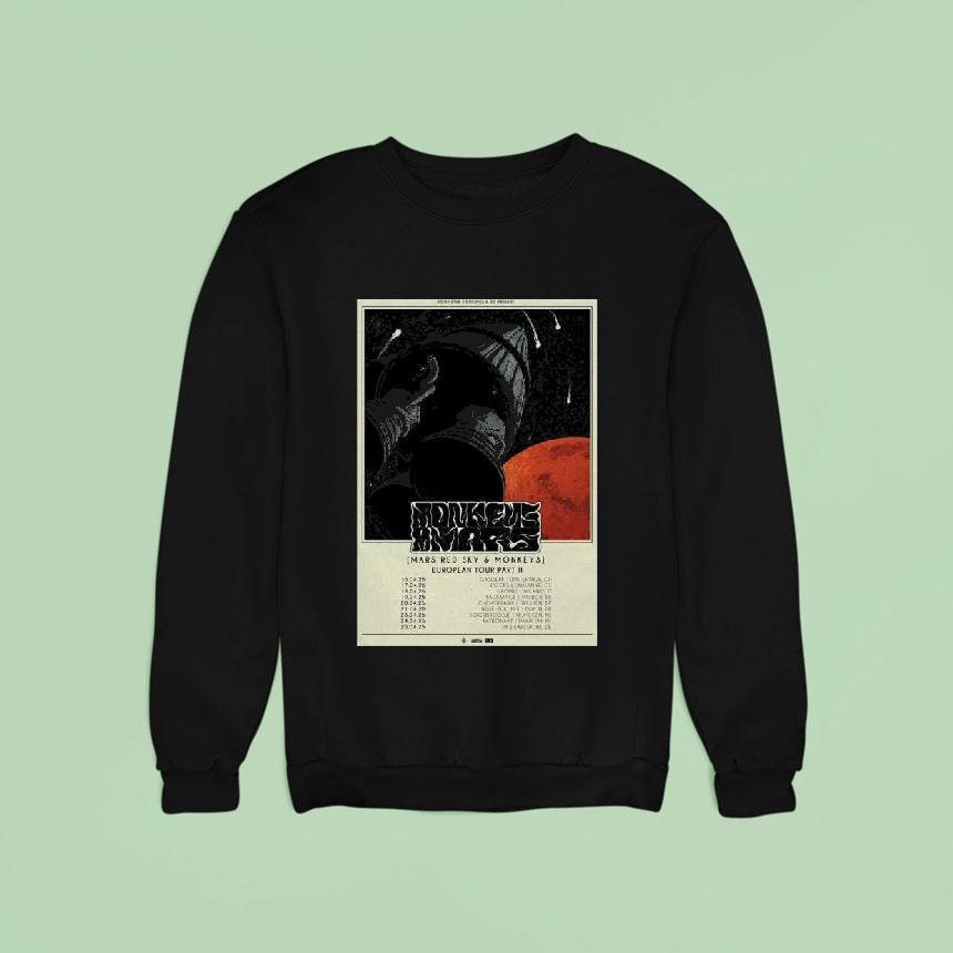 Monkey And Mars Red Sky European Tour Sweatshirt Monkey And Mars Red Sky European Tour Sweatshirt
