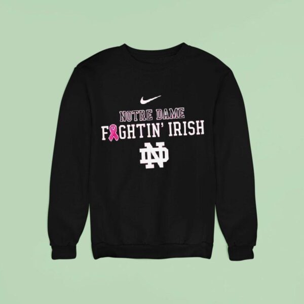 Notre Dame Fighting Irish Logo And Name Tackle Cancer Logo Sweatshirt