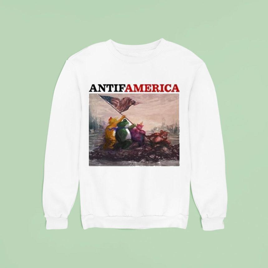 Portland Frog Antifamerica Sweatshirt Portland Frog Antifamerica Sweatshirt