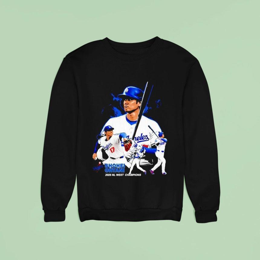Shohei Ohtani Los Angeles Dodgers Nl West Champions Signatures Sweatshirt Shohei Ohtani Los Angeles Dodgers Nl West Champions Signatures Sweatshirt