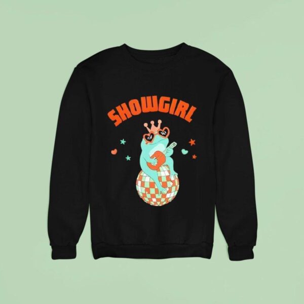 Showgirl Frog Playing Guitar On A Mirror Ball Sweatshirt