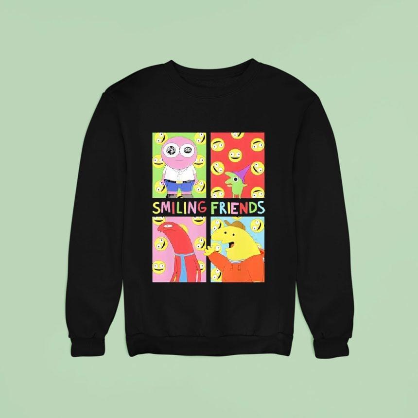 Smiling Friends Pop Art Character Grid Funny Cartoon Sweatshirt Smiling Friends Pop Art Character Grid Funny Cartoon Sweatshirt
