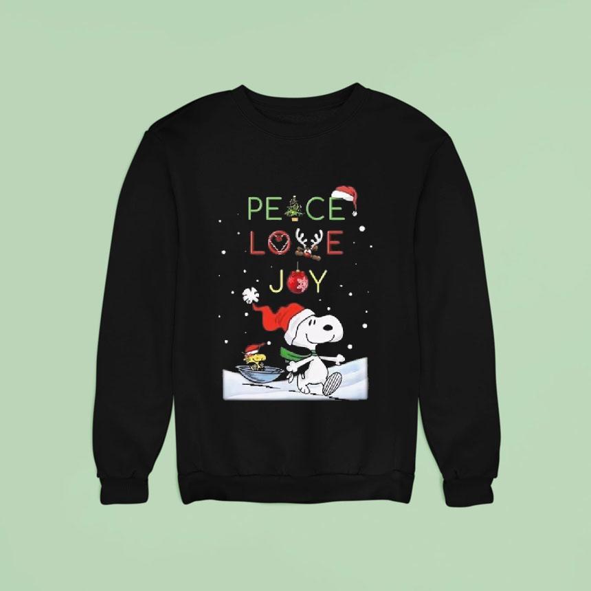 Snoopy And Woodstock Peace Love Joy Merry Christmas Sweatshirt Snoopy And Woodstock Peace Love Joy Merry Christmas Sweatshirt