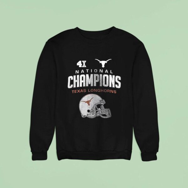 Texas Longhorns Commemorative Football X National Champions Hook Em Horns Helme Sweatshirt