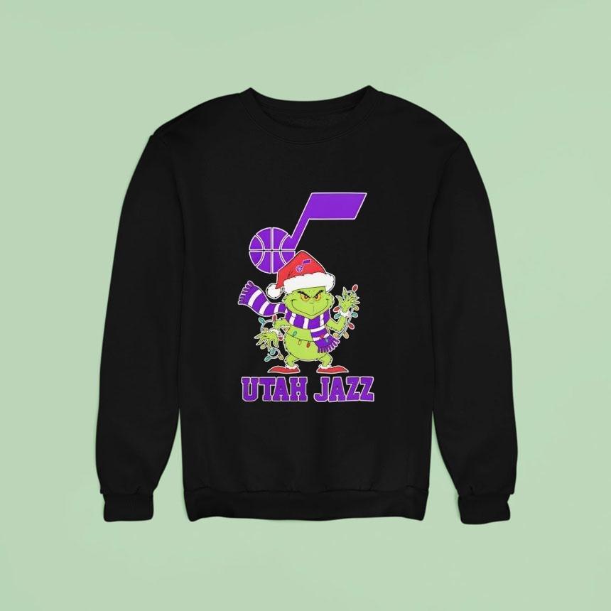 Utah Jazz Christmas Grinch Santa Holiday Sweatshirt Utah Jazz Christmas Grinch Santa Holiday Sweatshirt