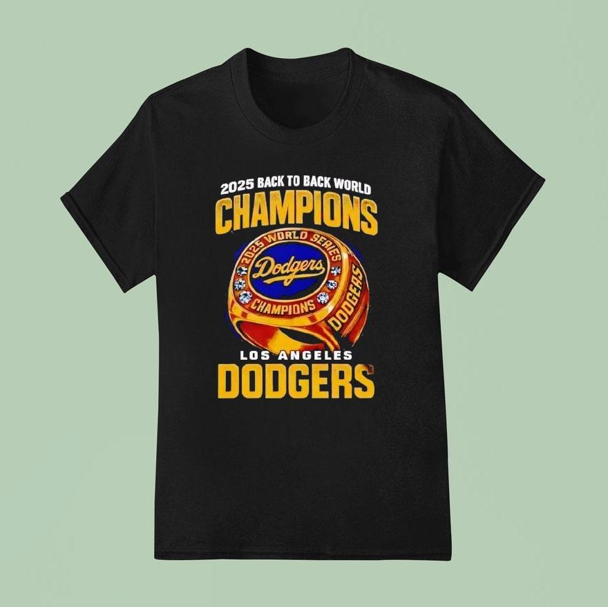 Back To Back World Champions Los Angeles Dodgers Ring Gold T Shirt