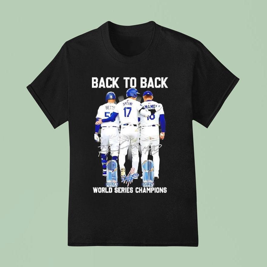 Back To Back World Series Champions Shohei Ohtani Yoshinobu Yamamoto Mookie Betts T Shirt