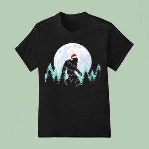 Bigfoot Christmas Tree Xmas Moon T Shirt