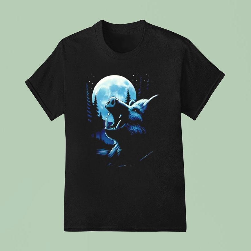 Boar Howling At The Moon T Shirt