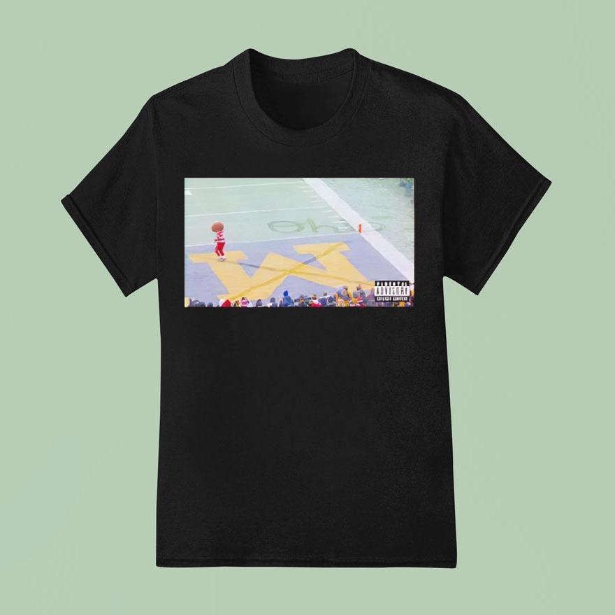 Brutus Buckeye Dancing On Michigan Wolverines Logo Photo T Shirt