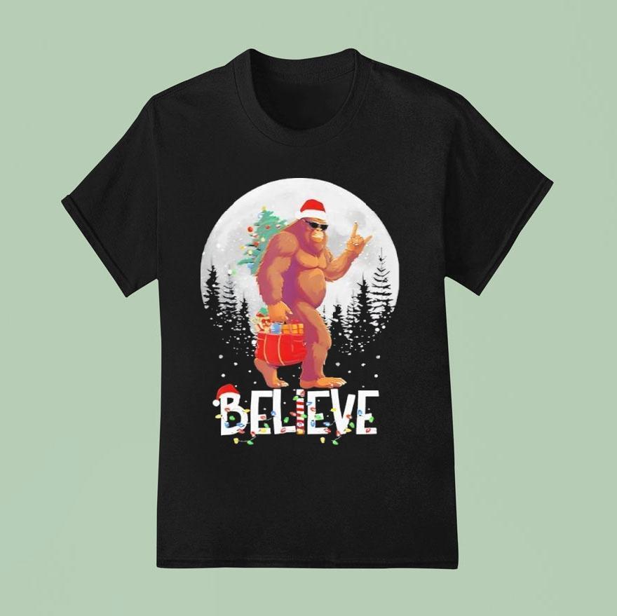 Christmas Tree Holiday Festive Bigfoo T Shirt