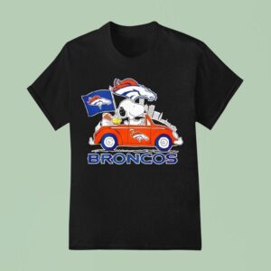 Denver Broncos X Snoopy And Woodstock Driving Car T Shirt