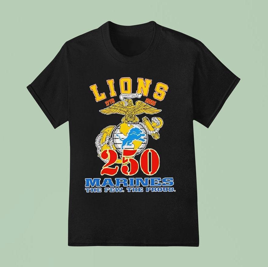 Detroit Lions Nfl Team Th Anniversary U S Marine Corps The Few The Proud T Shirt