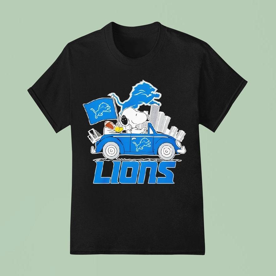 Detroit Lions X Snoopy And Woodstock Drive Car T Shirt