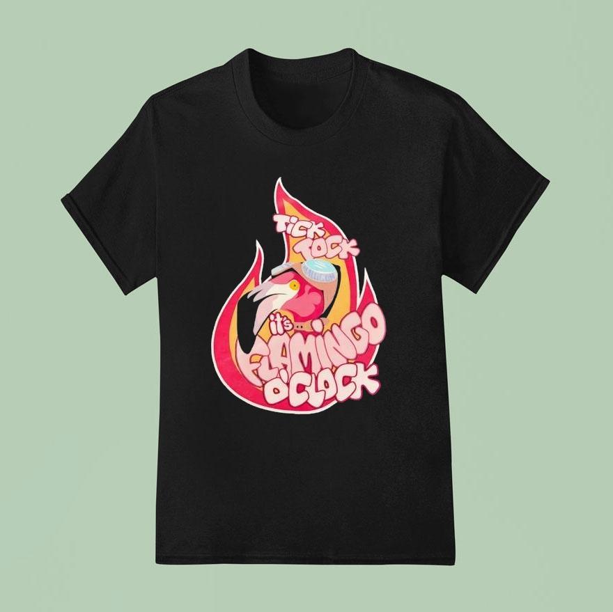 Flamingo Tick Tock It S Flamingo O Clock T Shirt