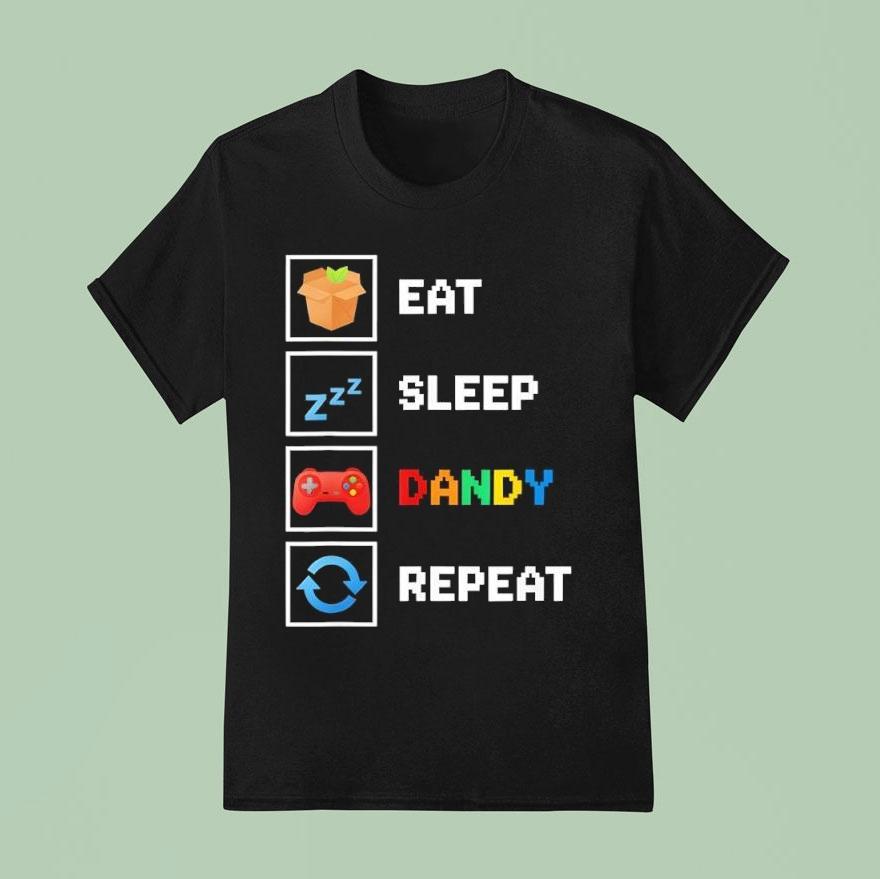 Food Drink Eat Sleep Dandy Repeat Pixel Foodie Retro Gamer T Shirt