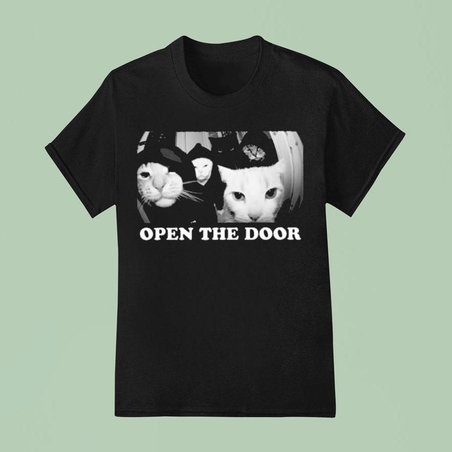 Funny Cat Gang Open The Door T Shirt