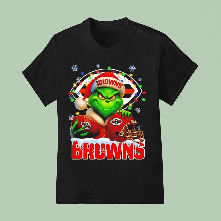 Grinch And Cleveland Browns Christmas Theme Helme T Shirt