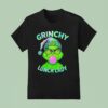 Grinch Blowing Gum Grinchy Lunch Lady Christmas T Shirt