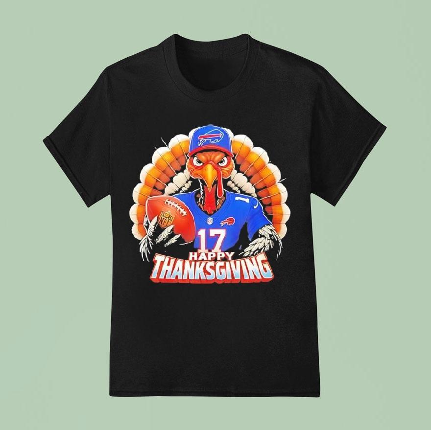 Happy Thanksgiving Turkey Is Wearing Buffalo Bills Graphic T Shirt
