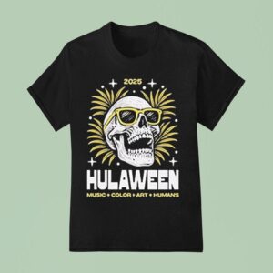 Hulaween Music Color Art Human Skull T Shirt