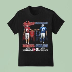 Indiana Hoosiers Fernando Mendoza On Saturdays And Indianapolis Colts Jones On Sundays Signatures T Shirt