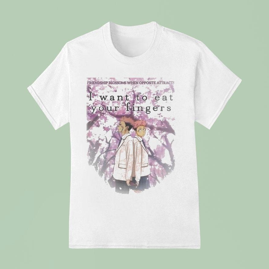 Itadori Yuji Jujutsu Kaisen I Want To Eat Your Fingers Friendship Blossoms When Opposite Attracts T Shirt