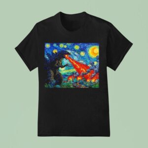Japanese Monster Kaiju In Van Gogh Starry Nigh T Shirt