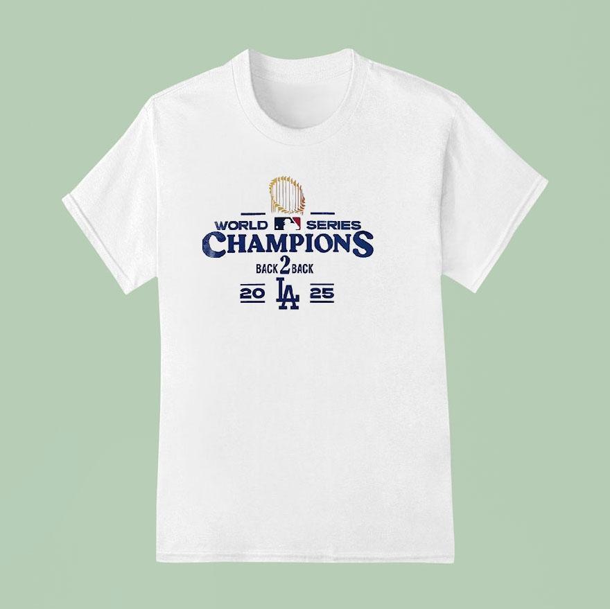 Los Angeles Dodgers World Series Champions Back Back Team Graphic Signature Sided T Shirt