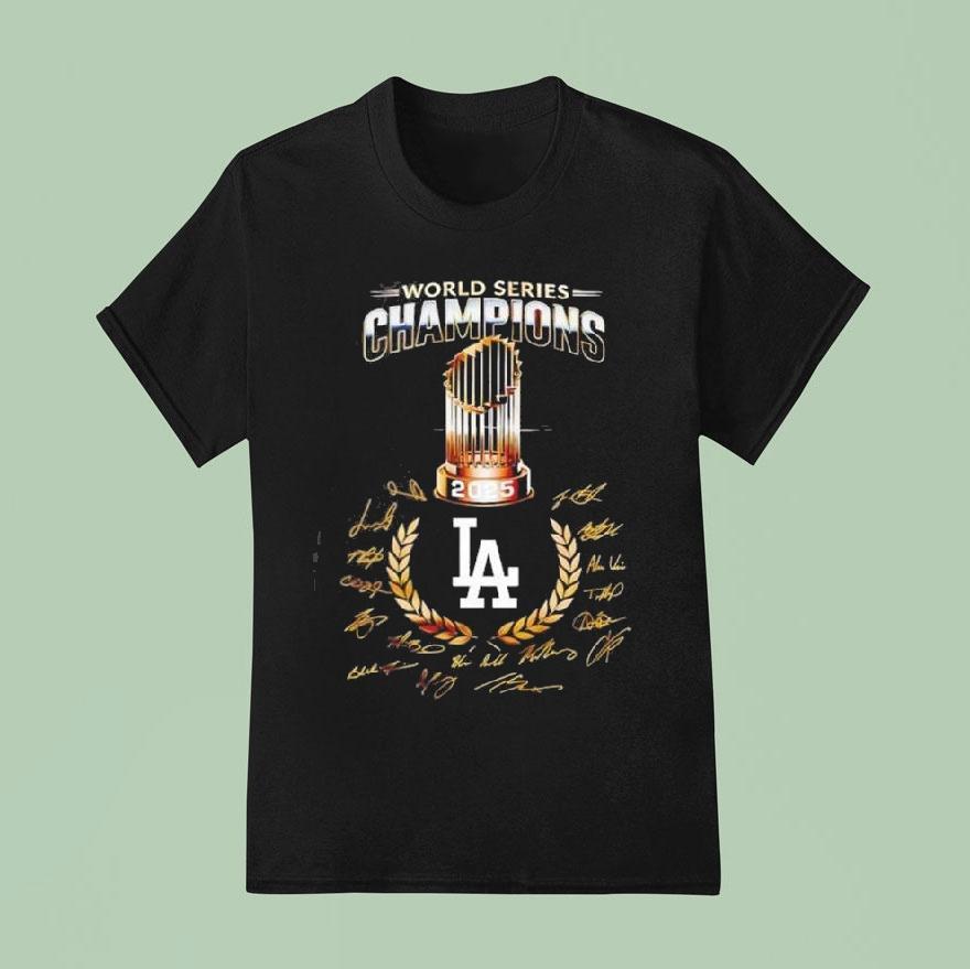 Los Angeles Dodgers World Series Champions Signatures T Shirt