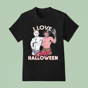 Michael Myers And Freddy Krueger I Love Gay Halloween T Shirt