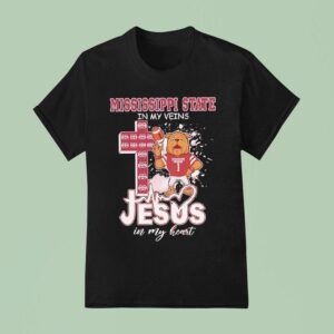 Mississippi State Bulldogs In My Veins Jesus In My Heart Bulldog Mascot Number T Shirt