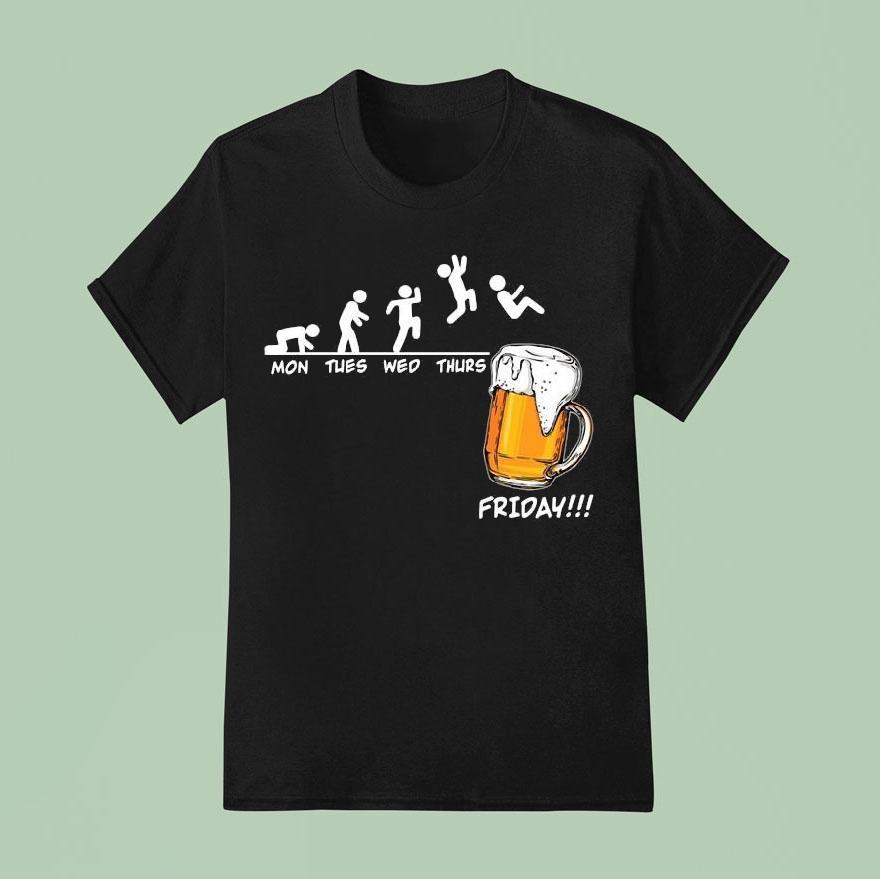 Mon Tues Wed Thurs Friday Man Jump Into A Glass Of Beer T Shirt