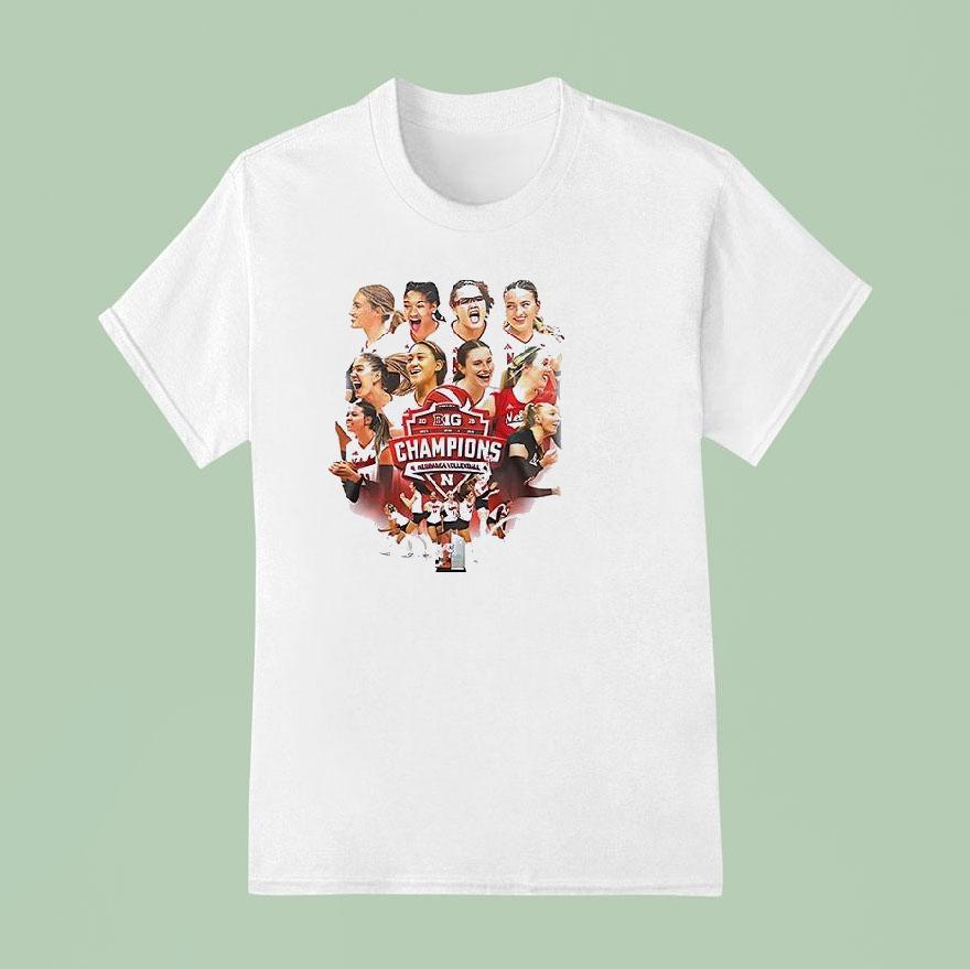 Nebraska Huskers Volleyball Big Champions Team Graphic T Shirt