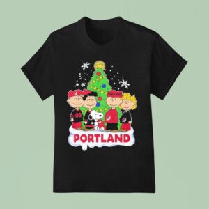 Peanuts Comic Christmas Tree In Portland Trail Blazers Graphic T Shirt