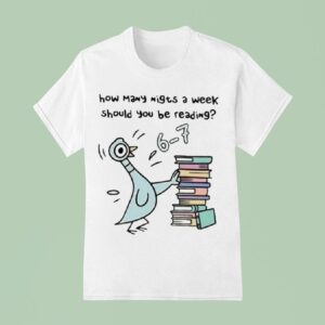 Pigeon Reading Book Lover Librarian T Shirt