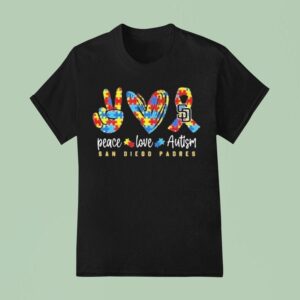 San Diego Padres Peace Love Autism T Shirt
