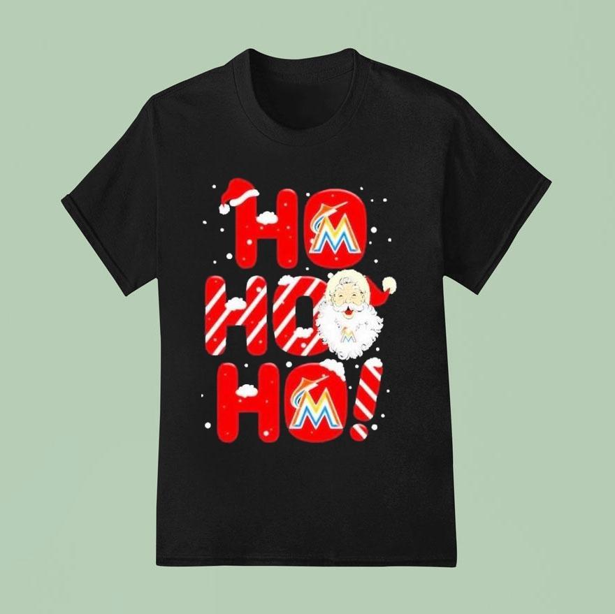 Santa Claus Miami Marlins Ho Ho Ho Holiday Merry Christmas T Shirt